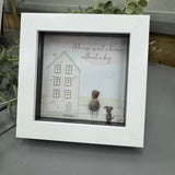 Mini Framed Pebble Art - 'A house is not a home without a cat'