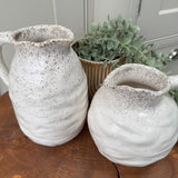 Off-white Speckled Rim Round Beba Jug
Available in 2 sizes - Small 9.5cm &  Large 18.5cm
