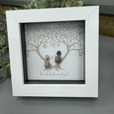 Mini Glitter Framed Pebble Art - White block square frame 12.5cm
'He asked, she said yes' PPMW41