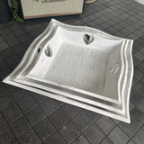 Whitewashed Heart Square Wooden Trays - 3 Sizes