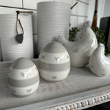Grey Heart Ceramic Egg - Medium