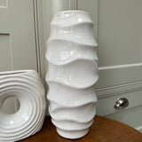 White Wavy Ceramic Vase H31cm