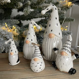 Black & White Ceramic Standing Santa - Medium