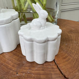 White Ceramic Rabbit Trinket Box - 2 sizes
