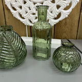 Small Glass Bottle Vases Vintage Green - 4 styles