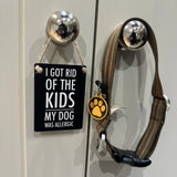 Black Mini Metal Hanging Signs 9x6.5cm with jute string Quote - 'Hell hath no fury like a man whose tools are missing'