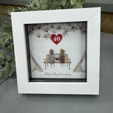 Mini Framed Pebble Art - White block square frame 12.5cm
'Ruby Wedding Anniversary' PPMW71