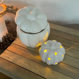 White Ceramic Glazed Pumpkin Storage Jar 12.6cm