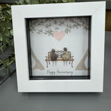 Mini Framed Pebble Art - 'To love, to laughter, to happily ever after'