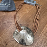 Eliza Gracious - Mis-shape Pendant on short stranded suede Necklace | Blue