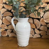 Cream / Off White Distressed Ceramic Jug with Twist Handle H31cm