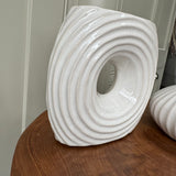 White Ribbed Abstract Ceramic Vase H17.5cm