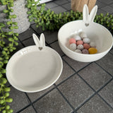 White ceramic Rabbit Ears Trinket Dish/Plate 11cm