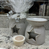 Ceramic Wax Burner with cut out Star