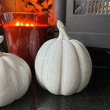Off White Glazed Ceramic Pumpkins - 3 sizes