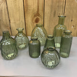 Vintage Green Small Glass Bottle Vases - 4 styles