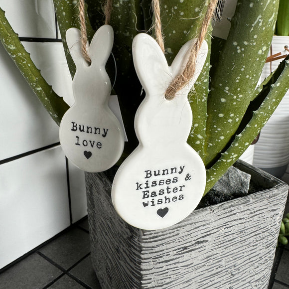 Ceramic Hanging Rabbit with Heart Tail; 9 x 8.5cm Choose from 2 adorable quotes: 