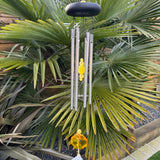 Woodstock windchime 17" CHAKRA CHIMES - Citrine (CCCI)
Citrine represents the Solar Plexus Chakra - growth and personal power.
When your Solar Plexus Chakra is open and balanced you have an outgoing attitude, an appreciation of the good that life brings, and a sense of where you fit in the universe. In short, you feel confident and willing to take on a challenge. Citrine is a symbol of hope and youth and promotes energy, effectiveness, and spontaneity.
