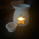 Ceramic Wax Burner with cut out Star