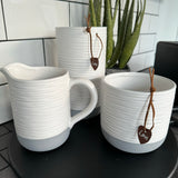 White & Grey Ribbed Vases - Small