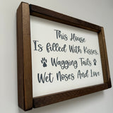 Small Rectangular Framed White Plaque - "This house is filled with wagging tails.."