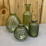 Vintage Green Small Glass Bottle Vases - 4 styles