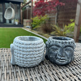 Buddha Small Plant Pot - Grey & Charcoal