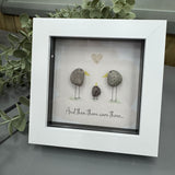 Mini Glitter Framed Pebble Art - White block square frame 12.5cm
'And then there were three...' PPMGW03