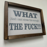 Small Rectangular Framed Grey Plaque - "What the F***!!"