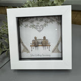 Mini Framed Pebble Art - White block square frame 12.5cm
'Silver Wedding Anniversary' PPMW73