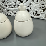 Matte White Small Egg Jars - Hen or Rooster