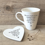 East of India Quotable Mug Collection Endearing message to make these a perfect gift for someone special; ' May your troubles be less, blessings be more & nothing but happiness comes through your door' 4159