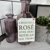 Mini Metal Sign - 'Beautiful Rose lives here....'