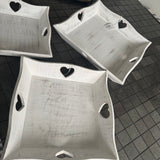 Whitewashed Heart Square Wooden Trays - 3 Sizes