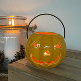 Rich orange Smiling Pumpkin shaped Lantern 11cm
