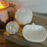 White Glazed Pumpkin Storage Jar