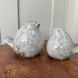 Cream & mottled glazed Porcelain Decorative Bird 
Available in two sizes - Medium 10.4cm & Large 13.4cm