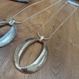 Eliza Gracious - Long brushed Oval Pendant on snake chain Necklace | 2 colours