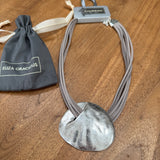 Eliza Gracious - Mis-shape Pendant on short stranded suede Necklace | Blue