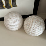 <h3>Decorative Ceramic Ball 12cm</h3> <h3>Available in 2 styles; Vertical lines and Leaf pattern</h3>