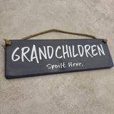 Wooden Hanging Sign - "Grandchildren - spoilt here"
