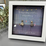 Pebble Art by La De Da Living 
Award winning keepsake gifts - Handmade in the Cotswolds 
Framed Pebble Art - Midi White block square frame 17.5cm
'The best friendships are built on a solid foundation of sarcasm, laughter and alcohol'