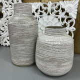 Alina White Stoneware Dot Design Vase - 2 sizes