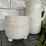 White Patterned Ceramic Raised Planting Pot H14.5cm