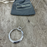 Eliza Gracious - Long Chain Necklace with Large Twisted Ring | 2 Colours