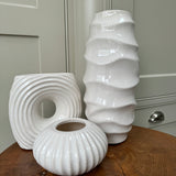 White Wavy Ceramic Vase H31cm