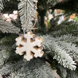 Small White Wooden Hanging Snowflakes