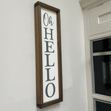 Rectangular Wooden Framed White Sign 63cm - 'Welcome'