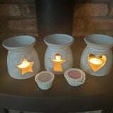 Ceramic Wax Burner with cut out Heart