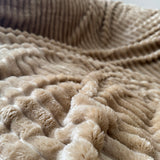 Faux Fur Hazel 50x50cm Ribbed Cushion - Semolina